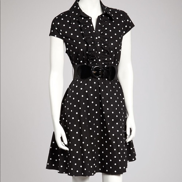SOLD Worthington black dress with white polka dots - Picture 7 of 7
